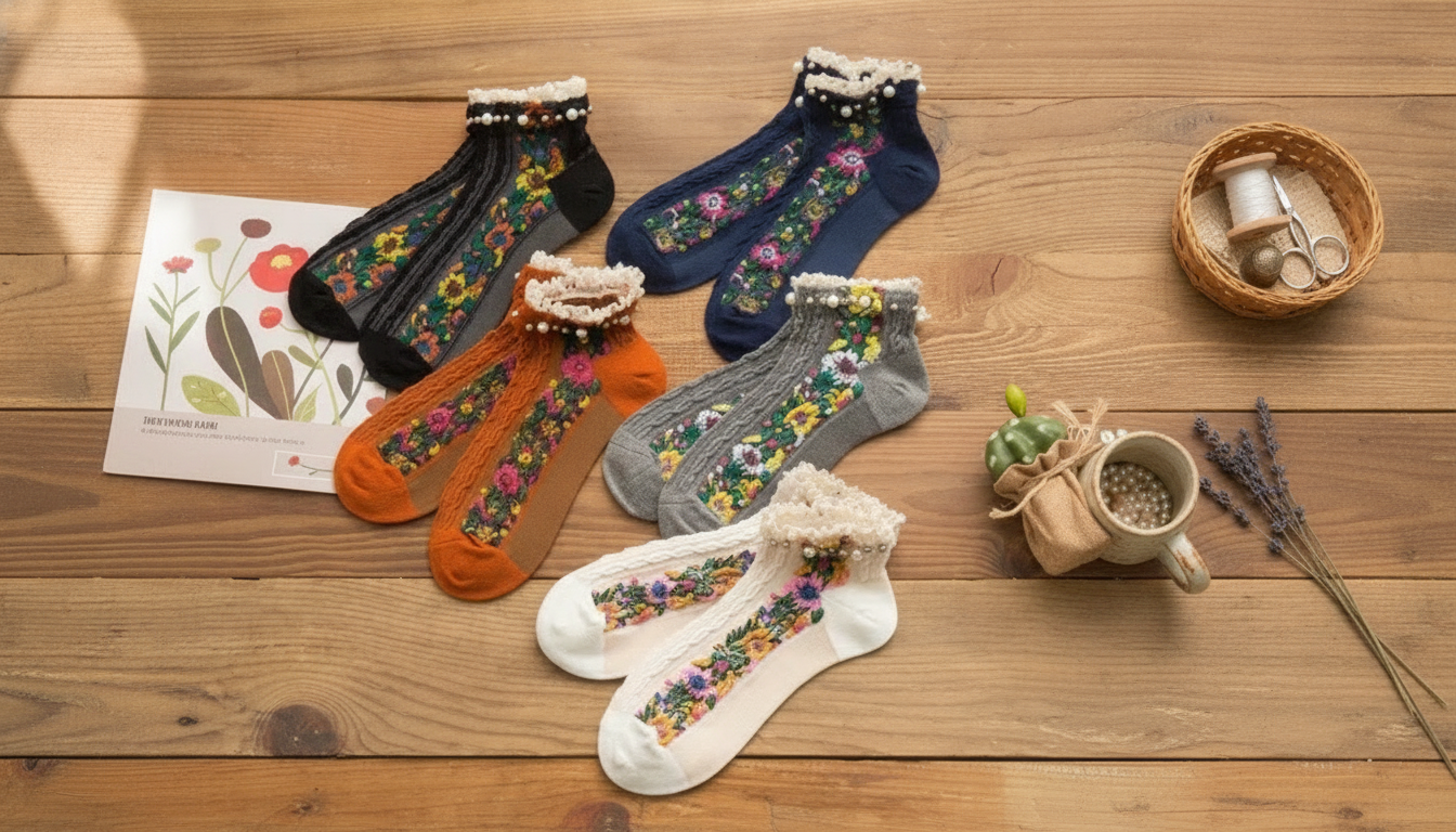 Retro-Lolita Floral Pearl Ankle Socks: Styling & Care