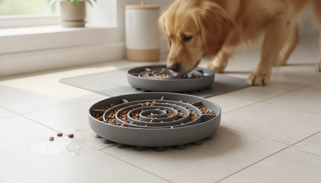Silicone Slow Feeder Dog Bowl with Suction Cups (No Spills)