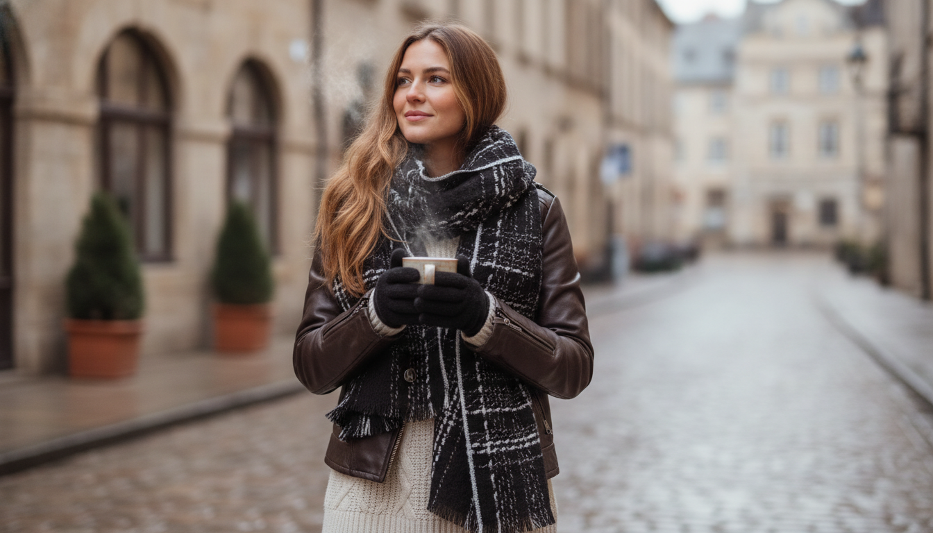 Thick Plaid Wool Scarf Shawl: Warm, Soft & Luxurious