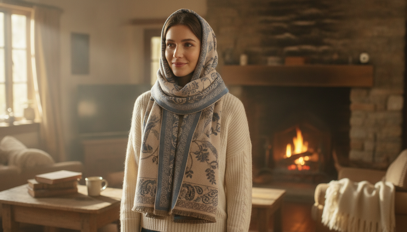 Vintage Knit Scarf-Headscarf: Cozy, Classic Styling