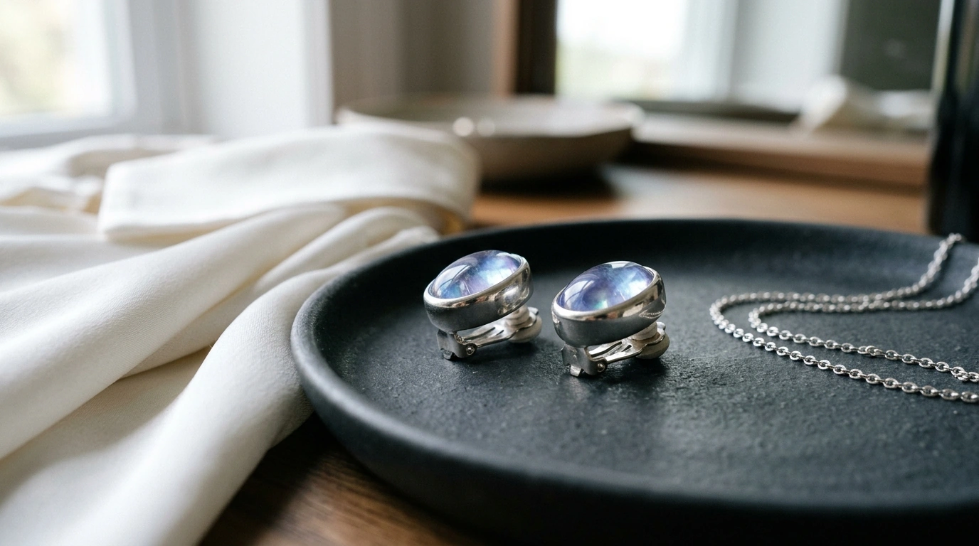 Iolite-Blue Mystic Quartz Clip Earrings in Sterling Silver