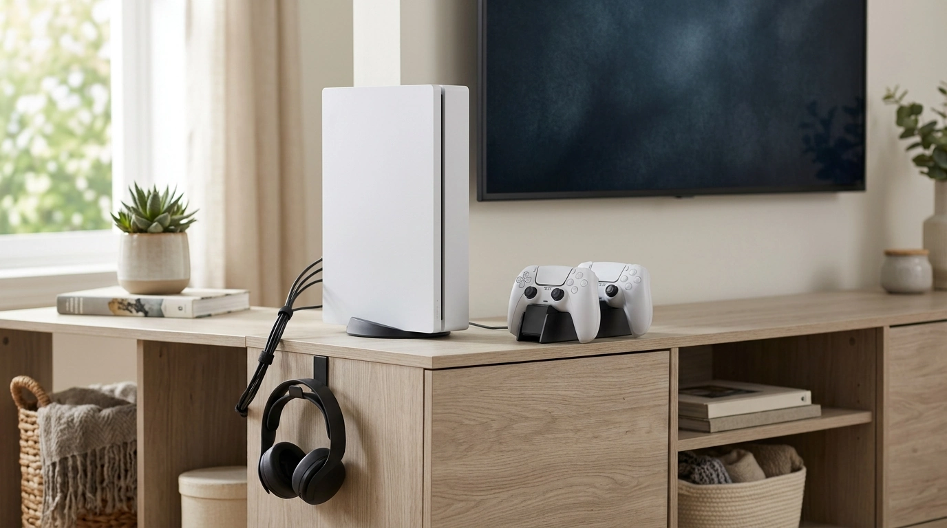 PS5 Slim Cooling Stand: Charge Controllers, Hang Headset